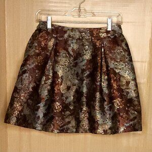 Coco + Jameson Brocade Shimmer Blue Brown Full Skirt Small